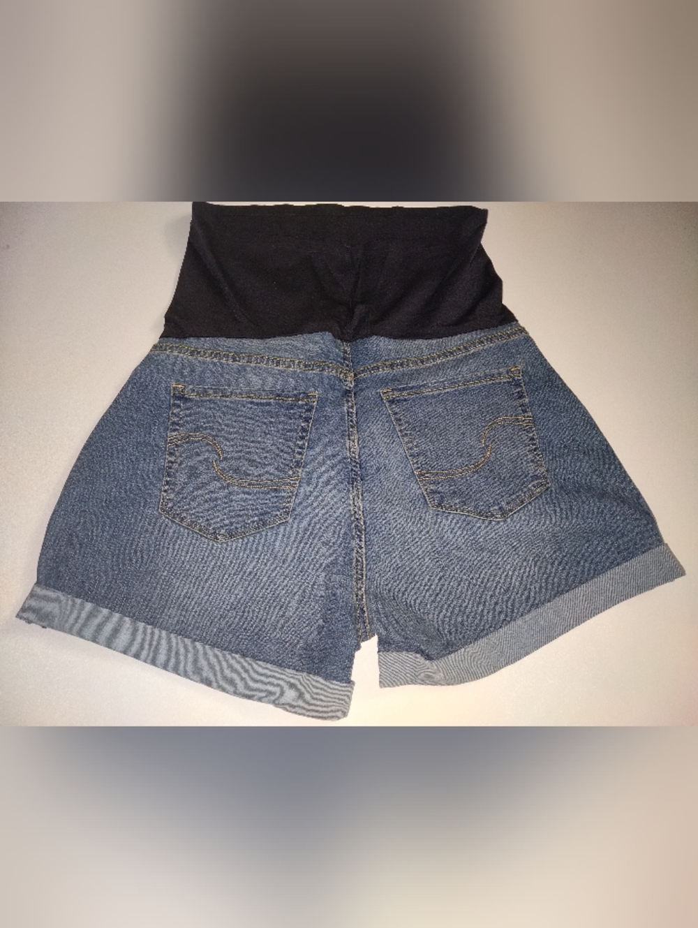 Levi Strauss Signature Black Belly Panel Blue Denim Maternity Shorts New Size L - Picture 6 of 6